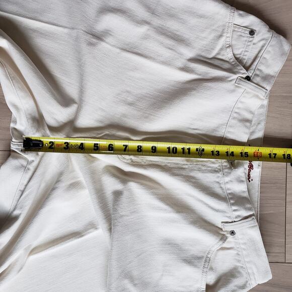 VTG Eddie Bauer Jeans Womens 20 Beige Relaxed Wedgie Mom Capri Western USA 34x26 - Picture 5 of 7